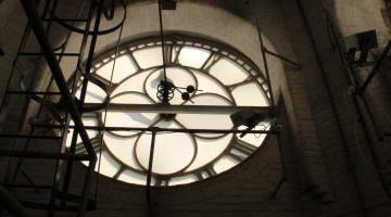 Behind the guildhall clock face