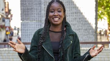 New poet laureate stands outside Portsmouth library