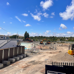 Hilsea Lido site. Diggers and empty pool in background.
