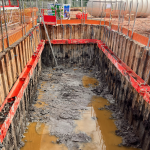 Rectangular hole in ground