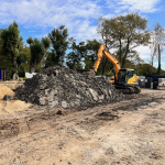 Digger. Pile of earth