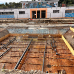 Main pool. Iron bars. Pipework.
