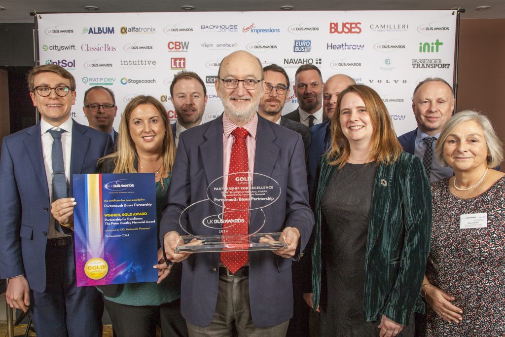 Members of the Portsmouth Buses Partnership with their award.