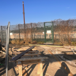 Fencing where the Hilsea Lido chemical store opening will be