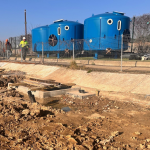 Filtration tanks waiting to go into the Hilsea Lido plant room