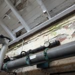 Internal view of building, cracking
