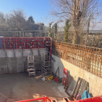 Shuttering installed to concrete plant room walls in Hilsea Lido