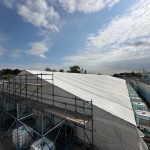 The tent structure is complete