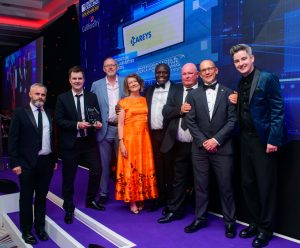 A group of people at an awards ceremony