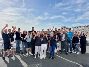 Some of the Portsmouth baton bearers with Portsmouth City Council Leader Cllr Steve Pitt, meeting at The Gaiety Southsea to mark a month to go before the Portsmouth event.