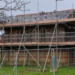 Scaffolding around the chapel