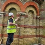 Render work being carried out on the chapel