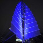 Tri-sails at night
